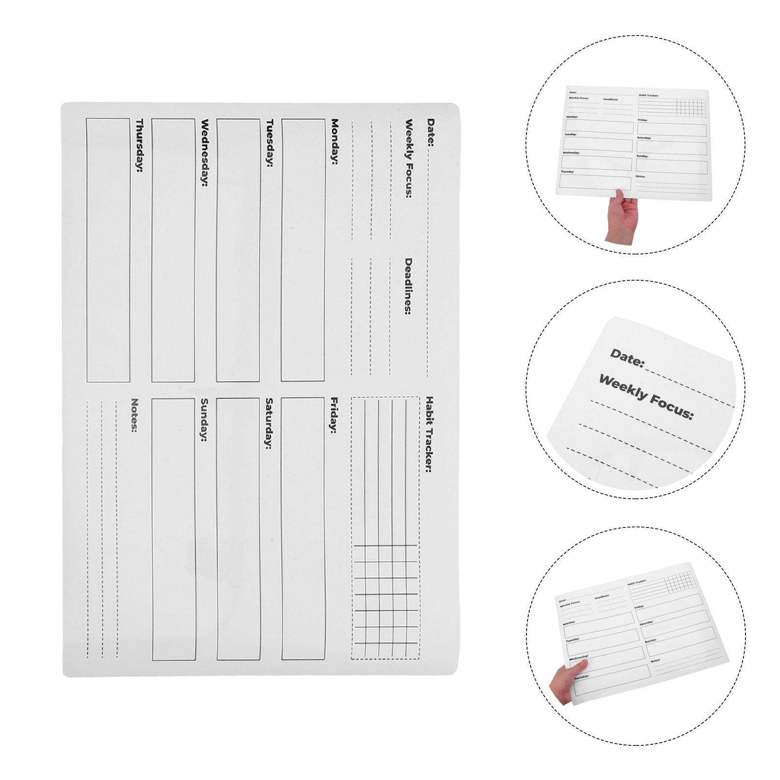 Dry Erase Weekly - Tygodniowy samoprzylepny planer na tablicę suchościeralną,