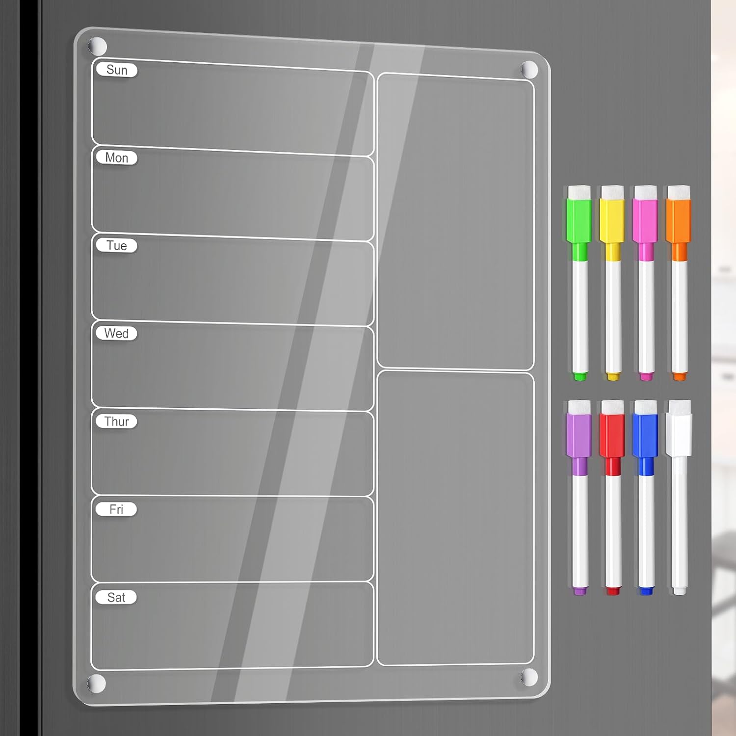 Dry Erase Weekly - Przezroczysta akrylowa magnetyczna tablica do planowania