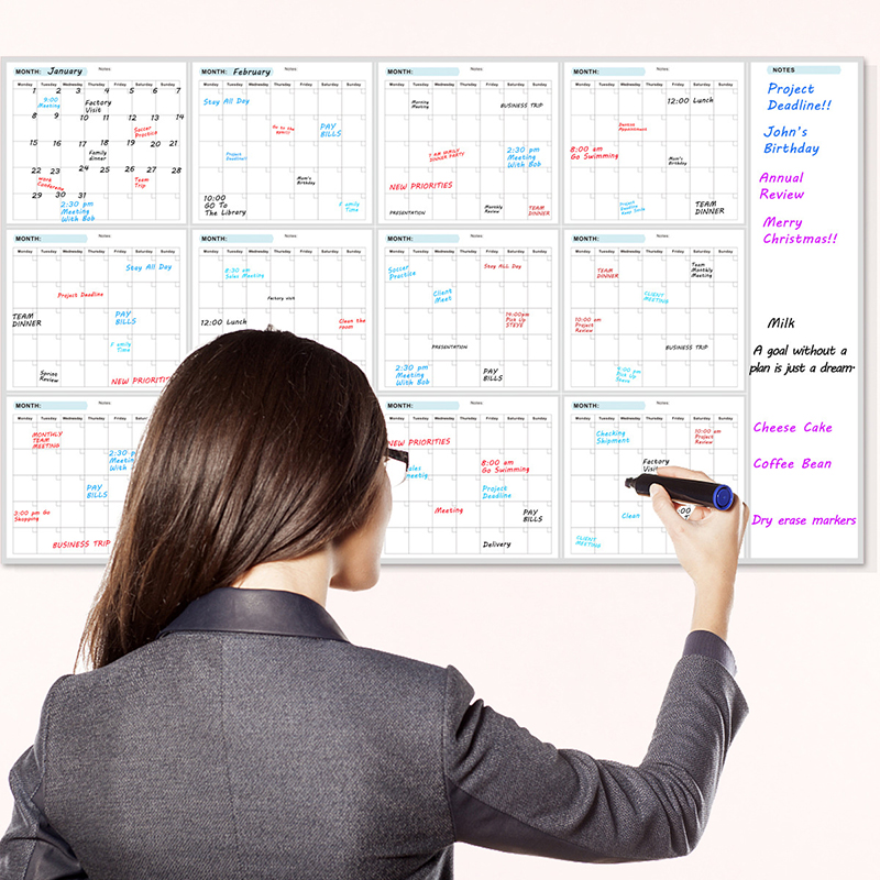 Dry Erase Weekly - Kalendarz miesięczny i tygodniowy, bardzo duży,