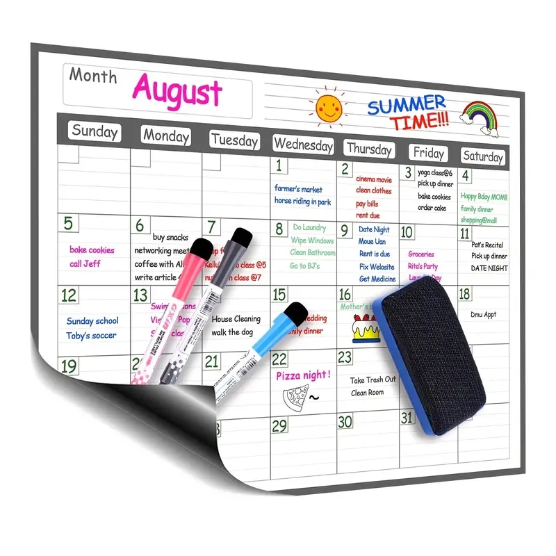 Dry Erase Weekly - 1 zestaw lodówka magnetyczna kalendarz suchościeralny