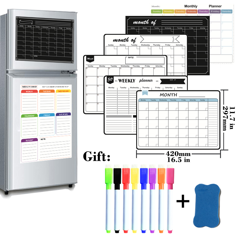 Dry Erase Weekly - Rozmiar A3 magnetyczny miesięczny terminarz tygodniowy
