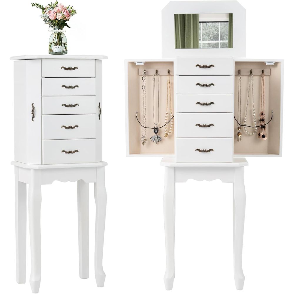 Drawer Organizer Tray - Biała szafka na biżuterię z lustrem
