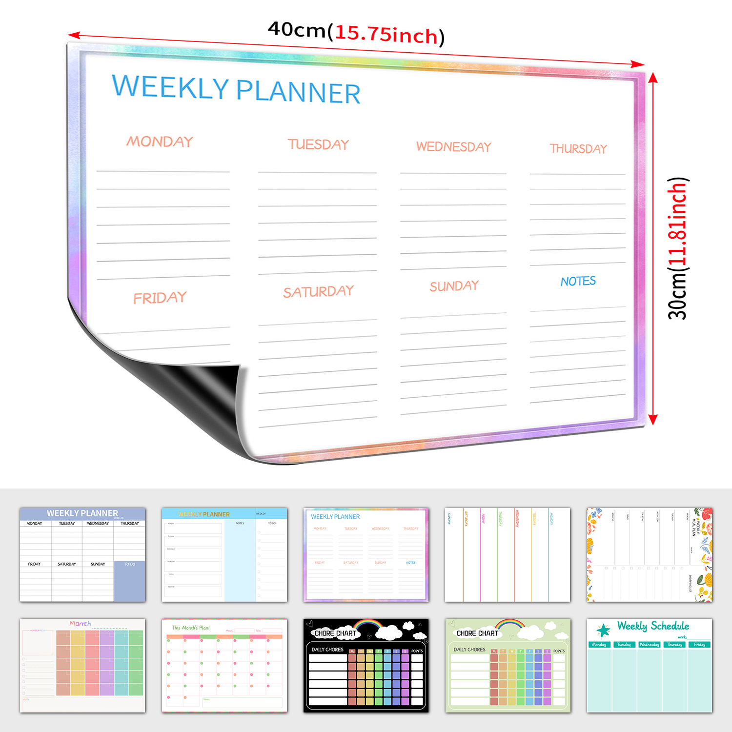 Dry Erase Weekly - Magnetyczna tablica tygodniowa na lodówkę, tablica