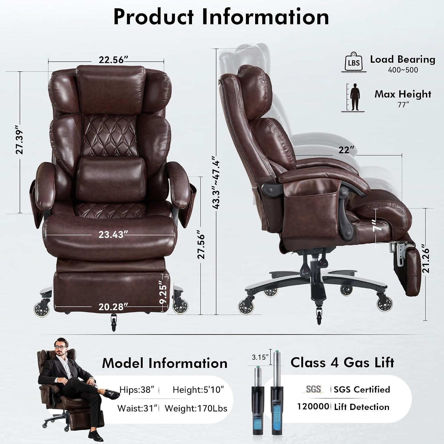 Office Footrest Cushion - Duże i wysokie ergonomiczne krzesło biurowe
