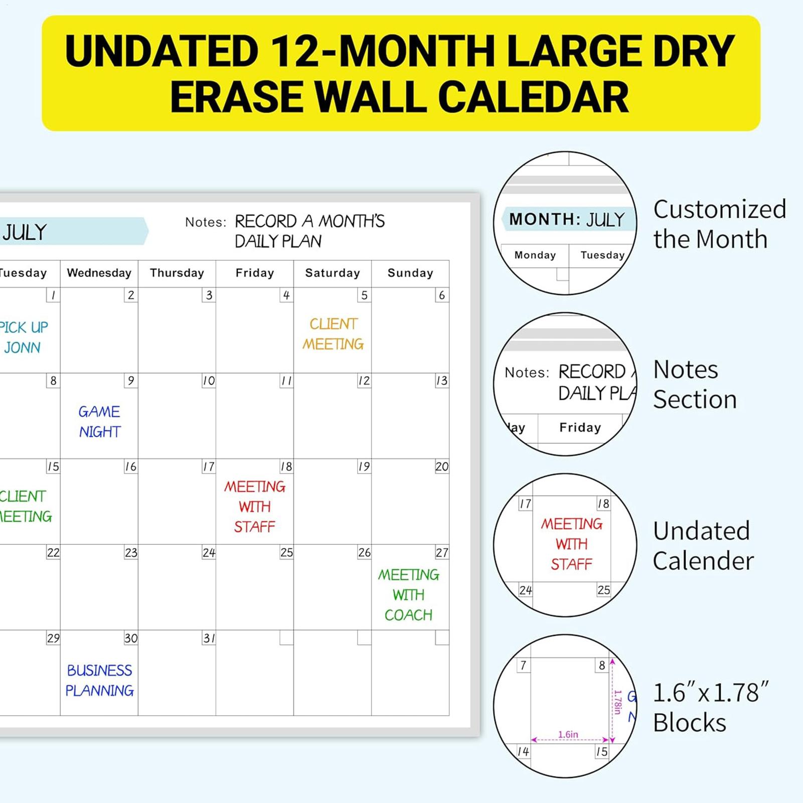 Kalendarz roczny wielokrotnego – Dry Erase Weekly recenzja i cena